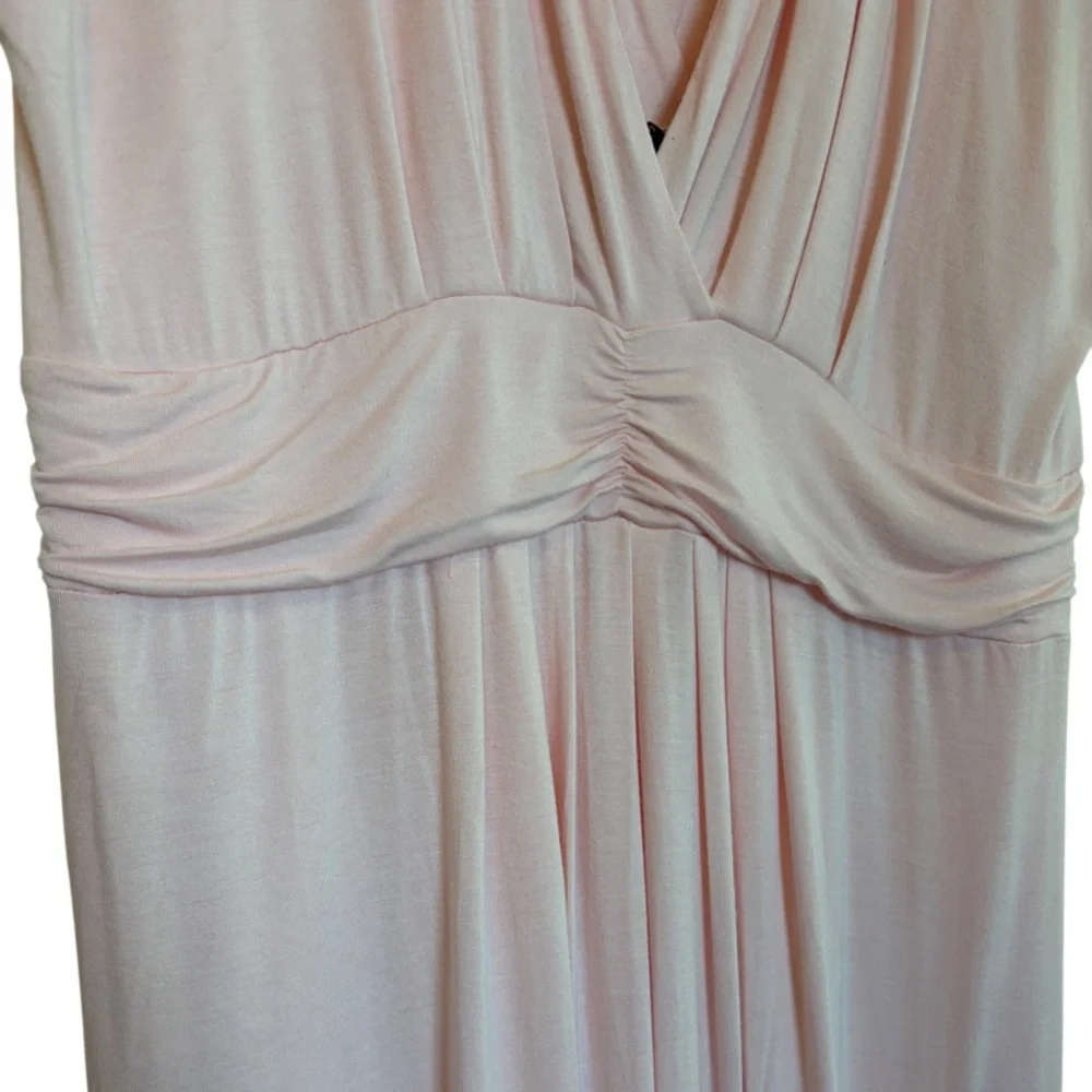 RESERVED IMAN Blush Pink Maxi Dress Plus Size 1X Short Empire Waist Flowy - Picture 8 of 16